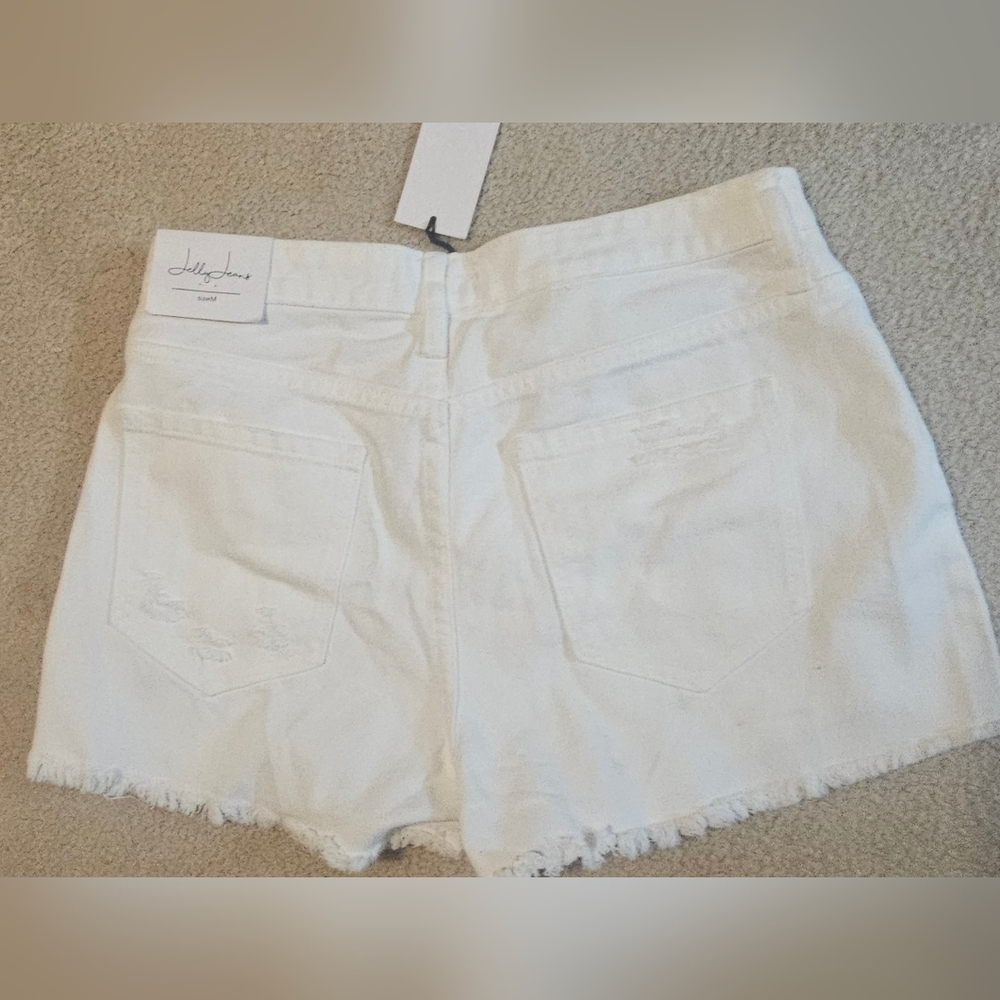 Jelly Beans White Frayed Jean Shorts - Picture 3 of 7